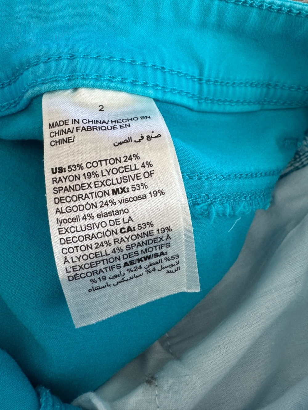 Chico’s The Platinum Crop Pants Turquoise Blue Stretch Crop Jeans Sz 2 - Picture 9 of 11